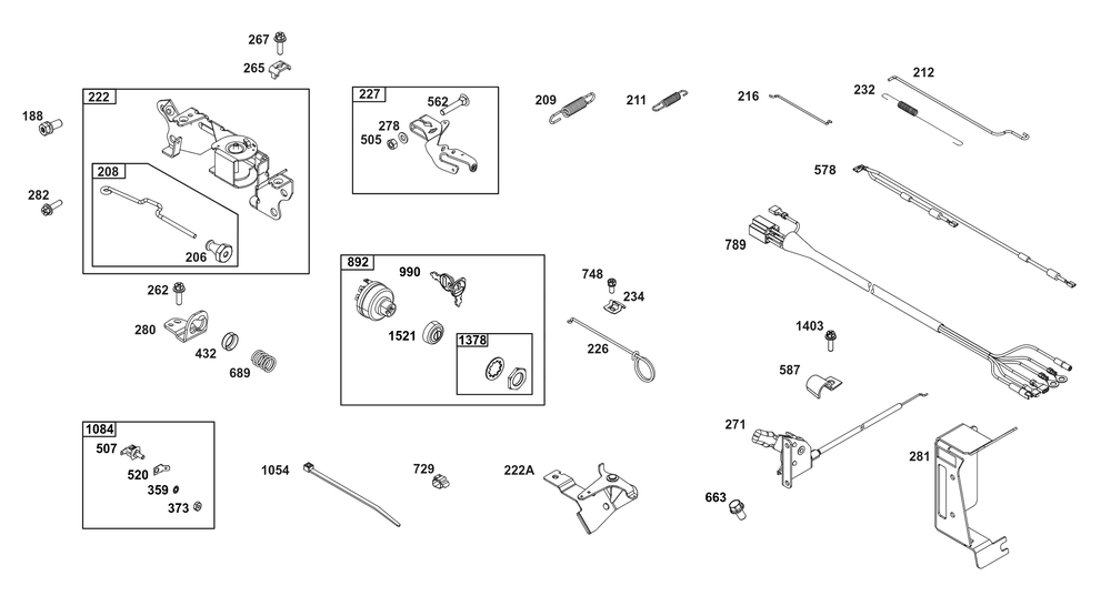 Controls Group Diagram and Parts List for 356447-0052-H5 200000 - 399999 Briggs and Stratton Engine